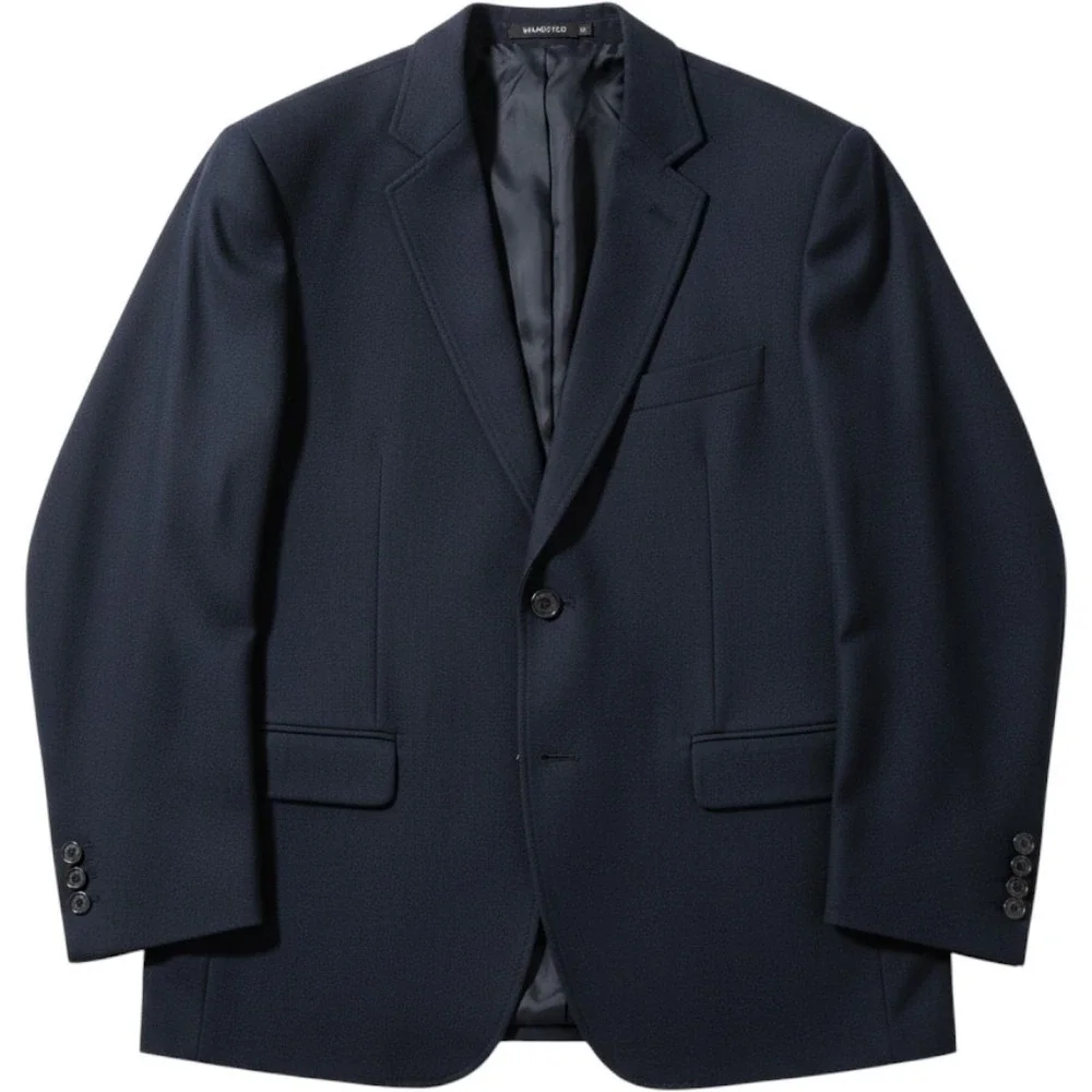 Wangyue Blazer Mens 5XL Navy Blue Herringbone Two Button Sport Coat